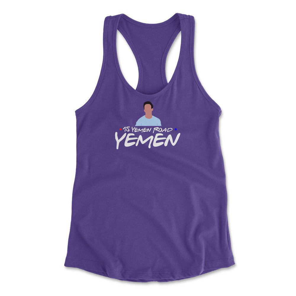 15, Yemen Road, Yemen Womens Racerback Tank in Purple Rush color