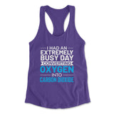 I Had An Extremely Busy Day Converting O2 To Co2 Womens Racerback Tank in Purple Rush color