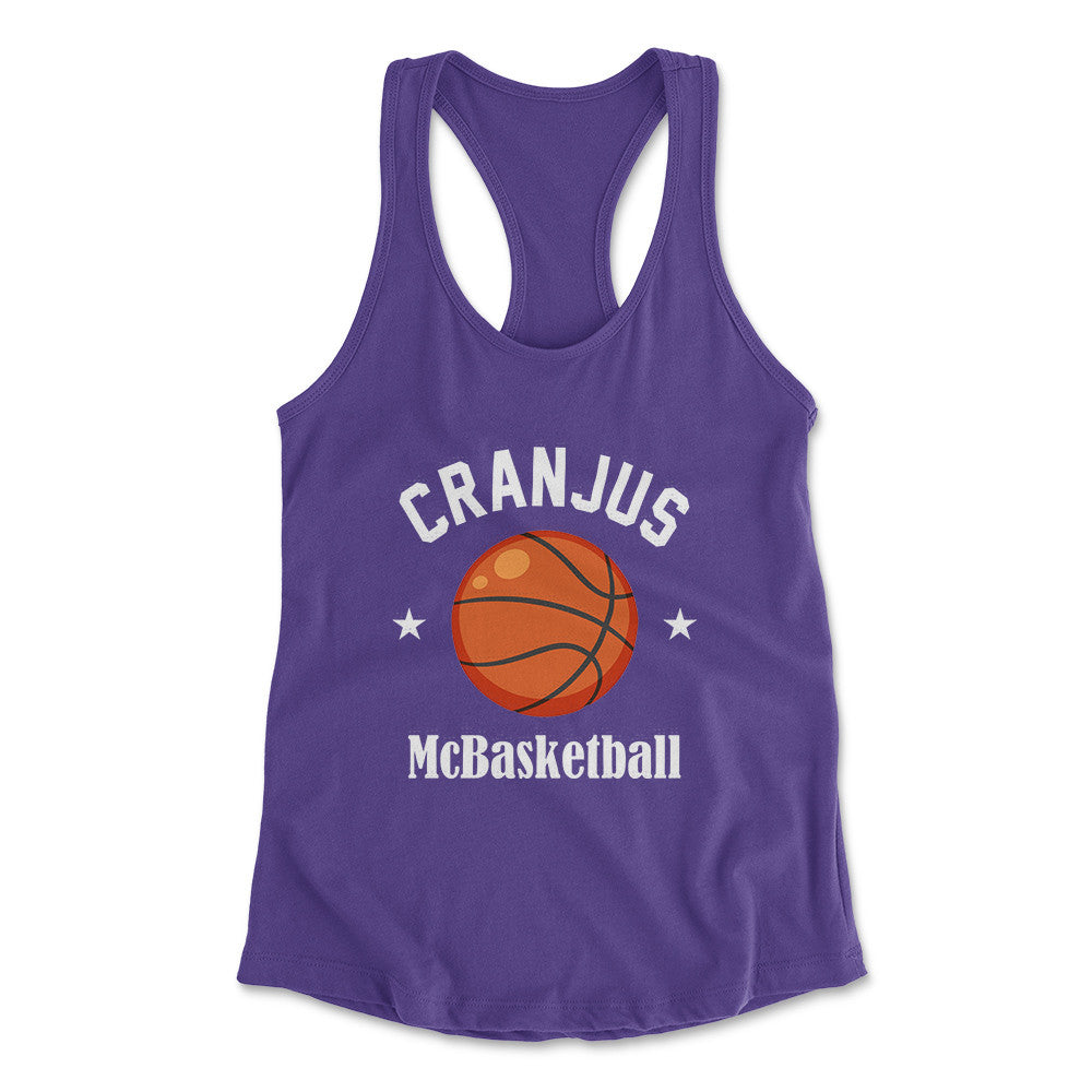 Cranjus Mcbasketball Womens Racerback Tank in Purple Rush color