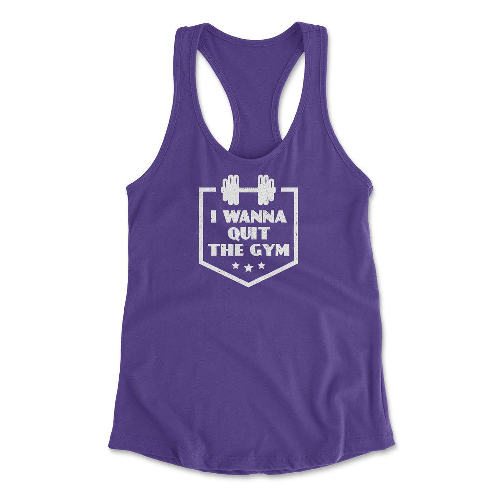 I Wanna Quit The Gym Womens Racerback Tank in Purple Rush color