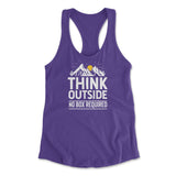 Think Outside, No Box Required Womens Racerback Tank in Purple Rush color
