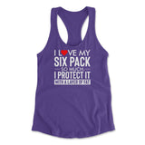 I Love My Six Pack So Much, I Protect It With A Layer Of Fat Womens Racerback Tank in Purple Rush color