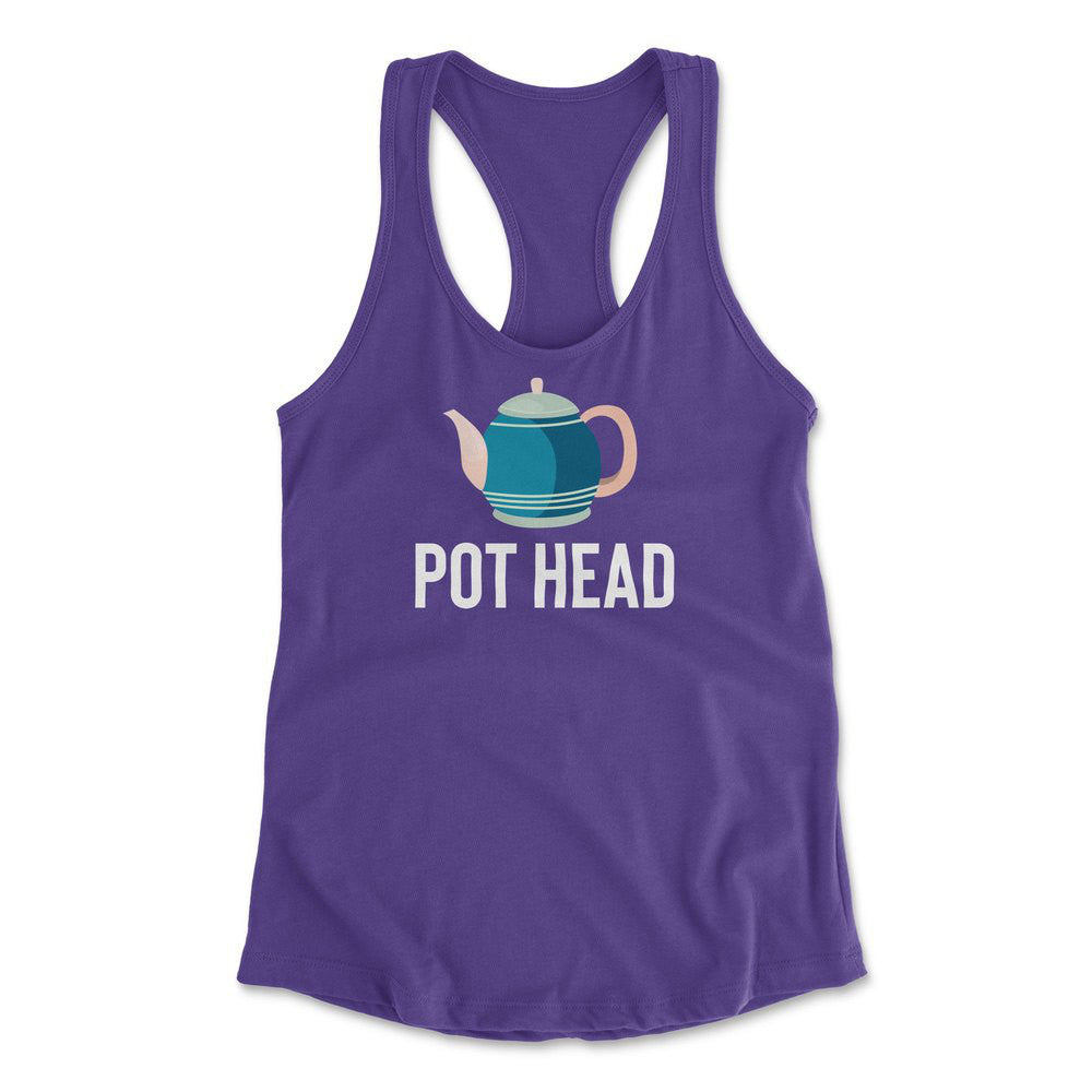 Pot Head Womens Racerback Tank in Purple Rush color