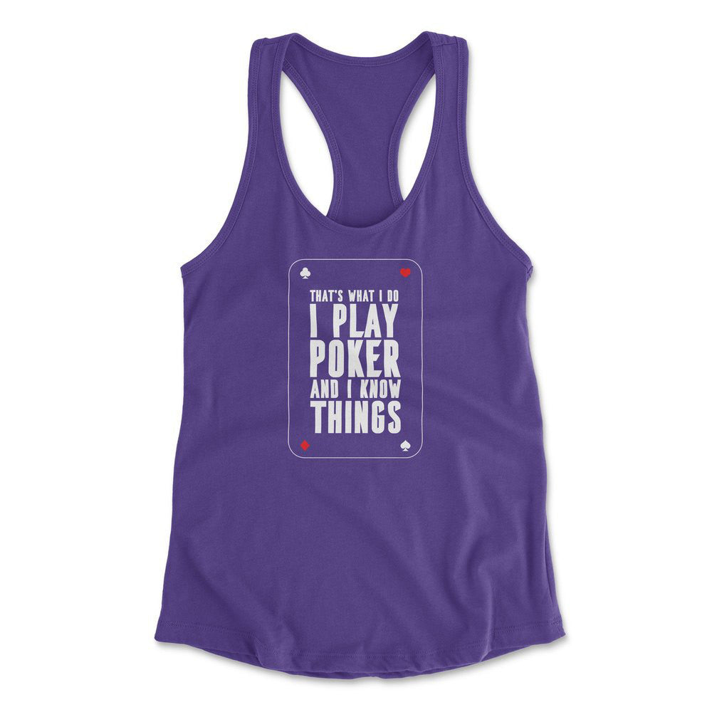 Play Poker Womens Racerback Tank in Purple Rush color