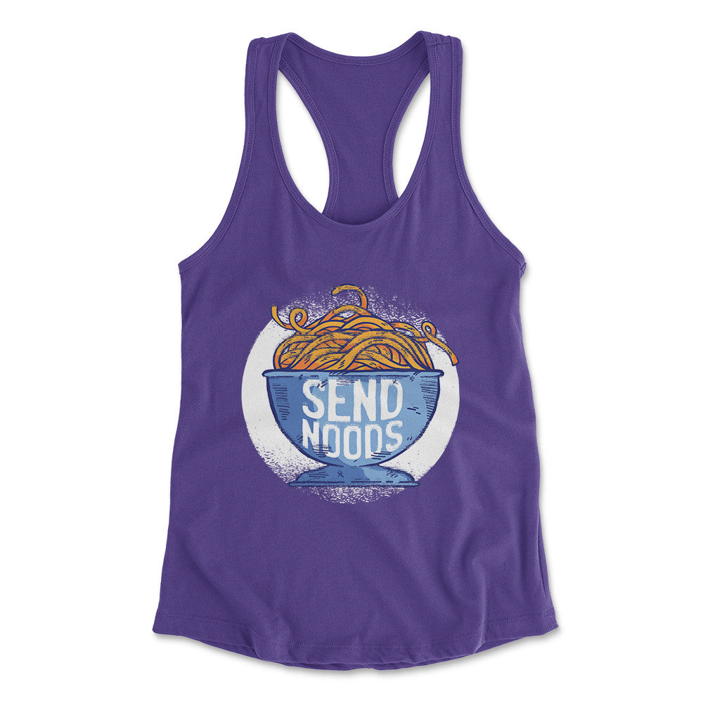 Send Noods Womens Racerback Tank in Purple Rush color
