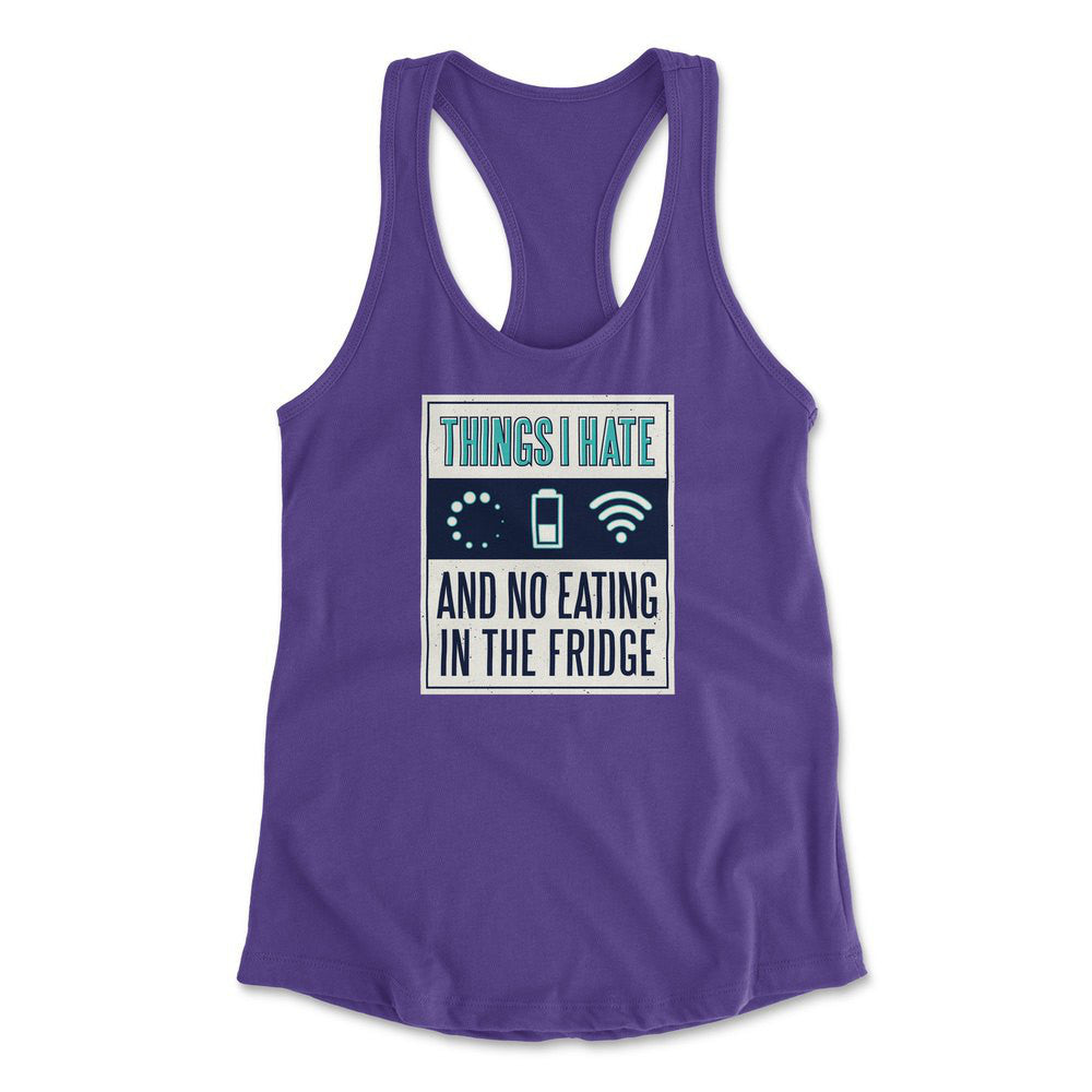 Things I Hate Womens Racerback Tank in Purple Rush color