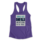 Things I Hate Womens Racerback Tank in Purple Rush color