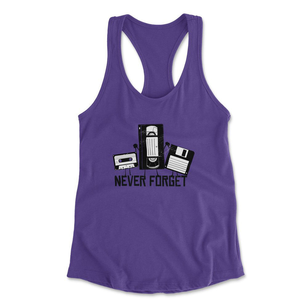 Never Forget The Old Stuff Womens Racerback Tank in Purple Rush color