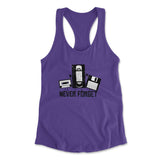 Never Forget The Old Stuff Womens Racerback Tank in Purple Rush color