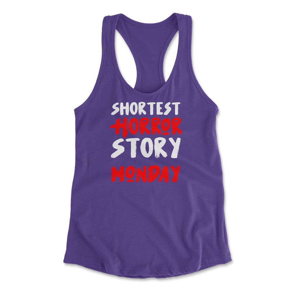 Shortest Horror Story - Monday Womens Racerback Tank in Purple Rush color
