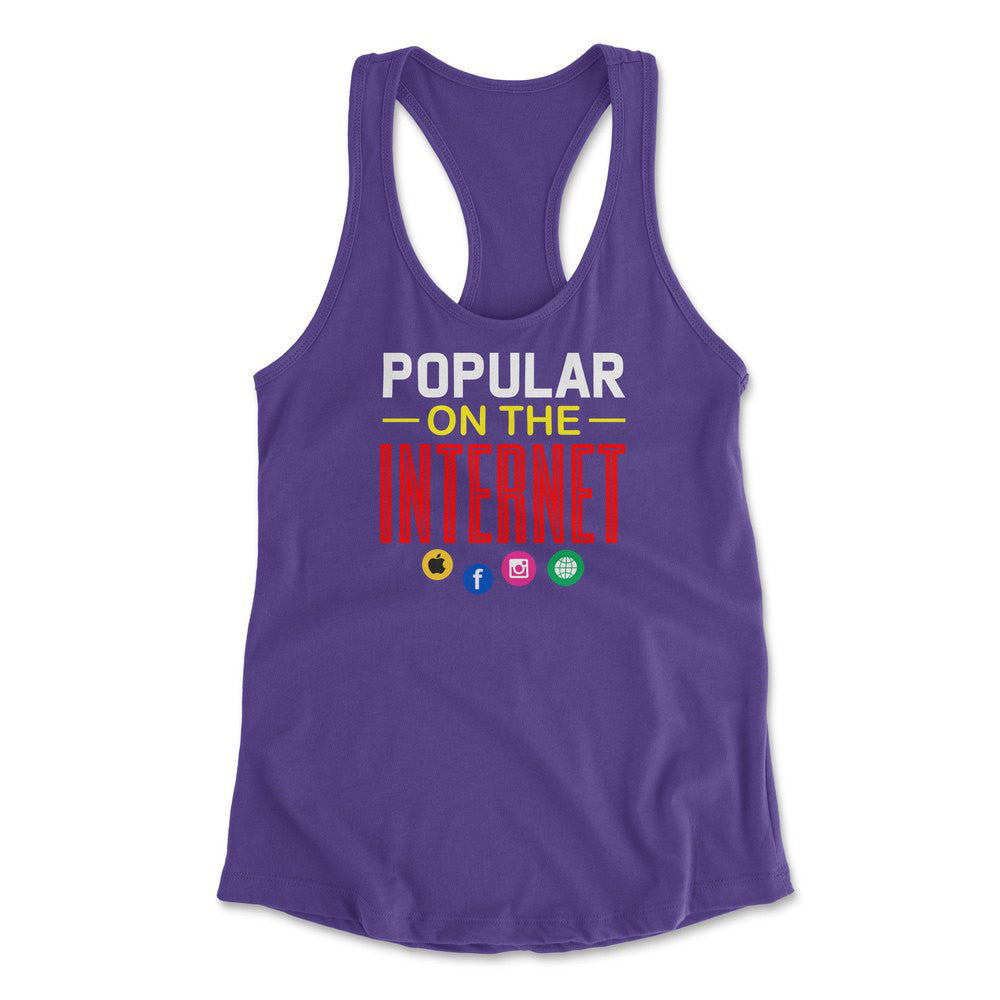 Popular On The Internet Womens Racerback Tank in Purple Rush color