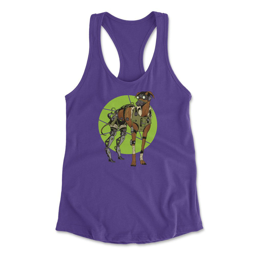 Cyber Greyhound Dog Womens Racerback Tank in Purple Rush color
