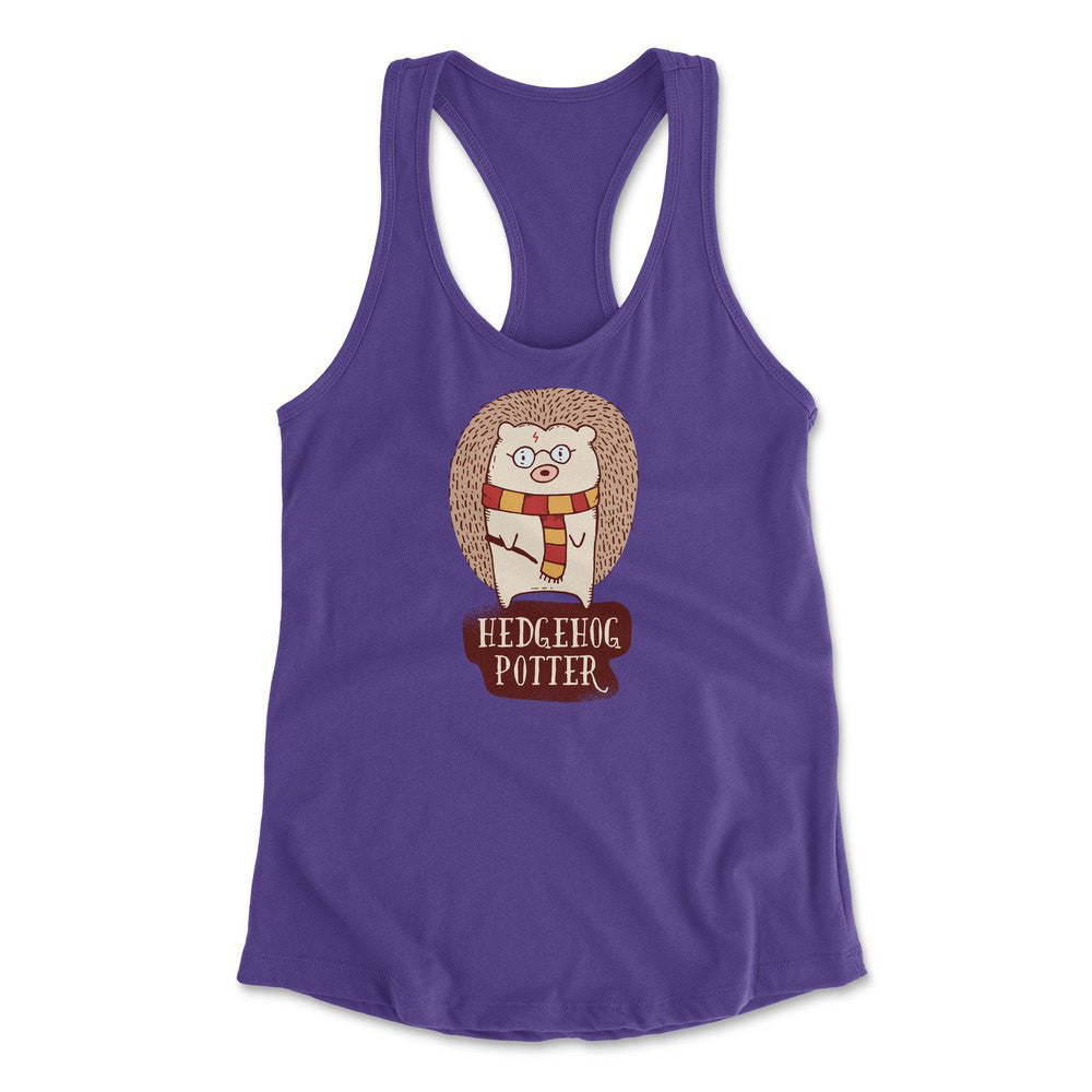 Hedge Hog Potter Womens Racerback Tank in Purple Rush color