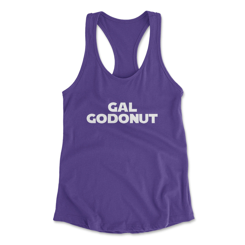 Gal Godonut Womens Racerback Tank in Purple Rush color