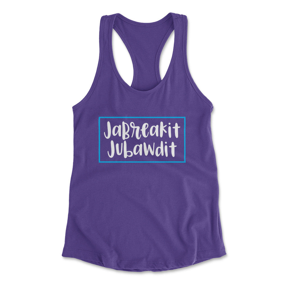 Jabreakit Jabawdit Womens Racerback Tank in Purple Rush color