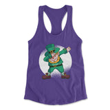 Leprechaun Dabbing Womens Racerback Tank in Purple Rush color