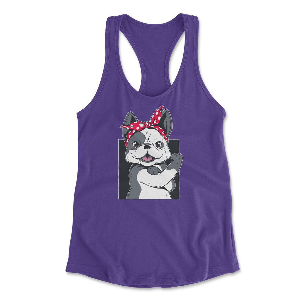 French Bulldog Womens Racerback Tank in Purple Rush color