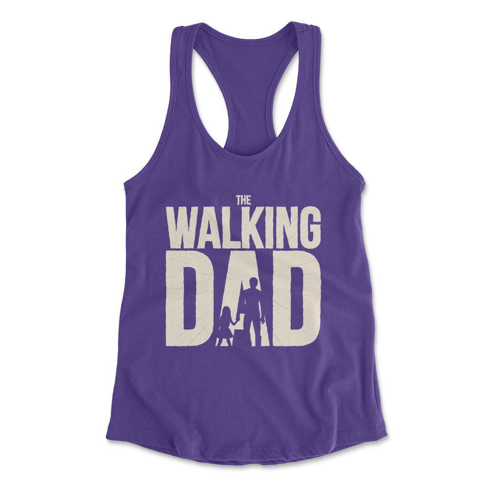 The Walking Dad Womens Racerback Tank in Purple Rush color