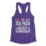 I Love My Six Pack And I Protect It With My Layer Of Fat Womens Racerback Tank in Purple Rush color