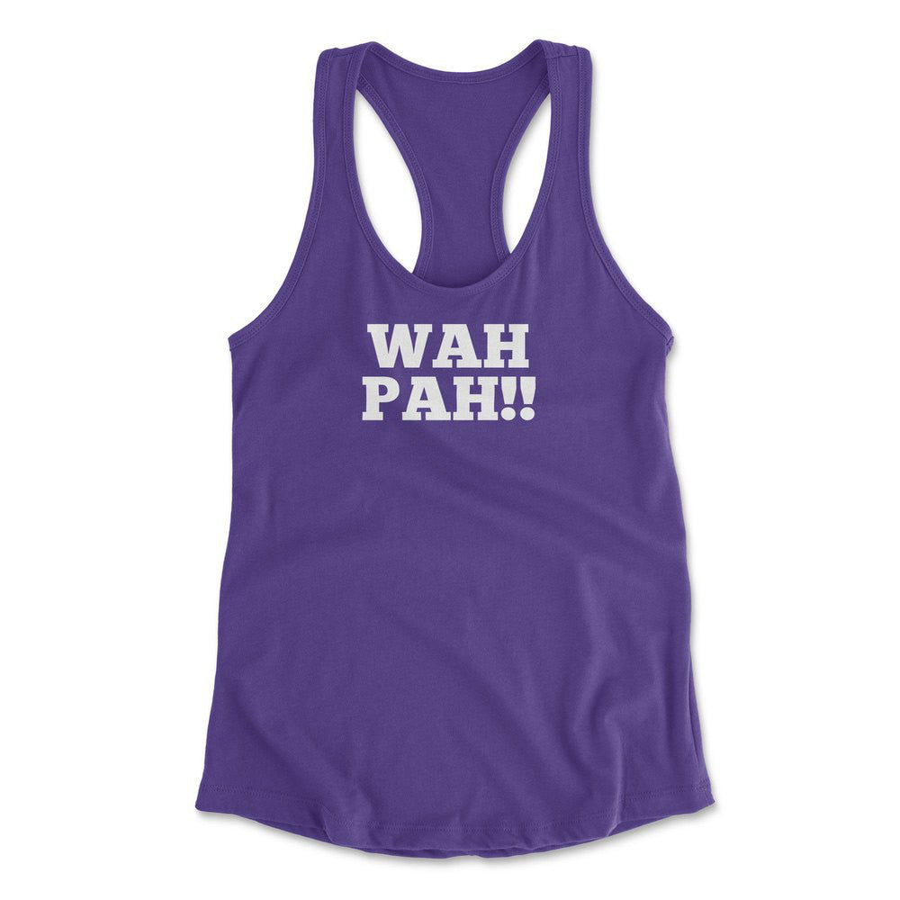 Wah Pah!! Womens Racerback Tank in Purple Rush color