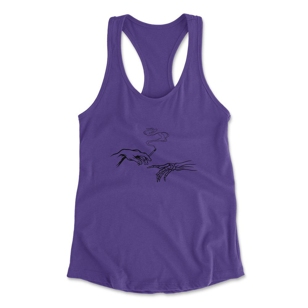 Creation Of Adam - Smoking Womens Racerback Tank in Purple Rush color