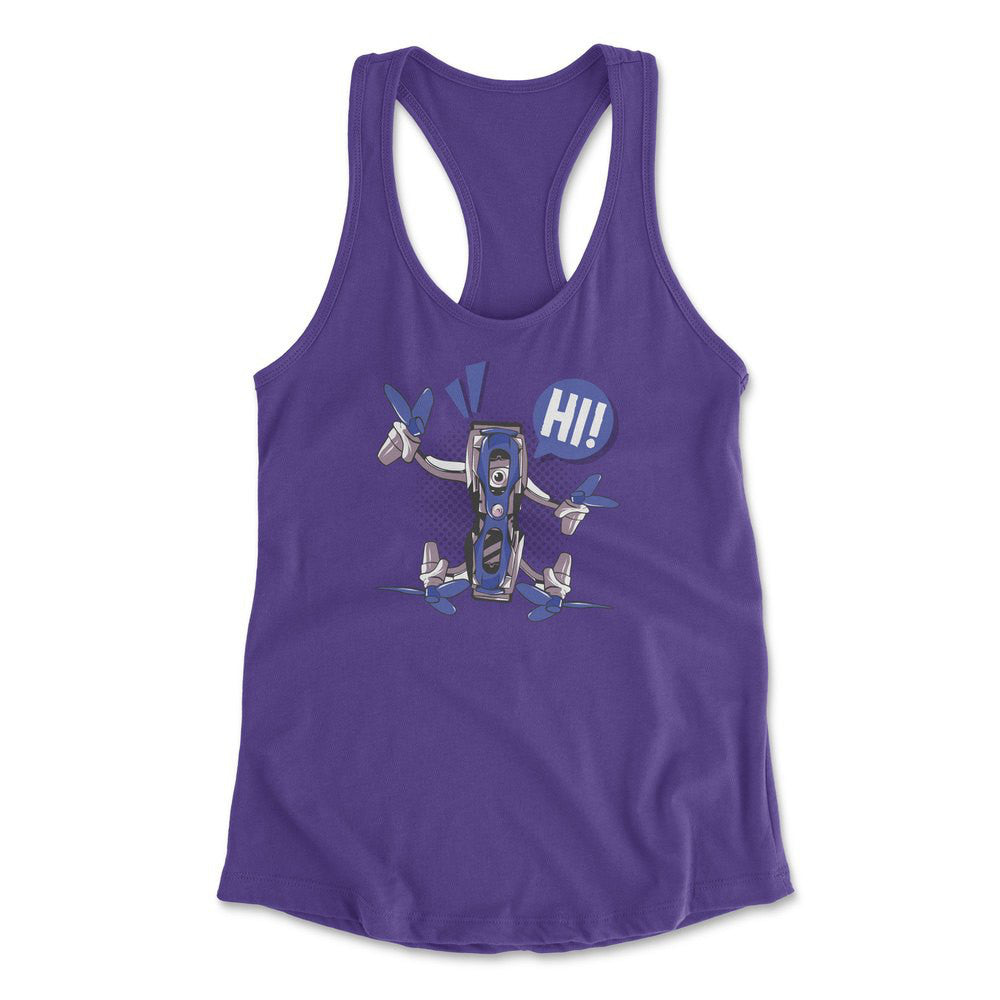Quadcopter Robot Womens Racerback Tank in Purple Rush color