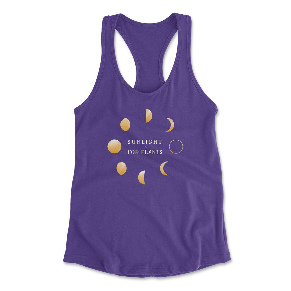 Night Moon Phases Womens Racerback Tank in Purple Rush color