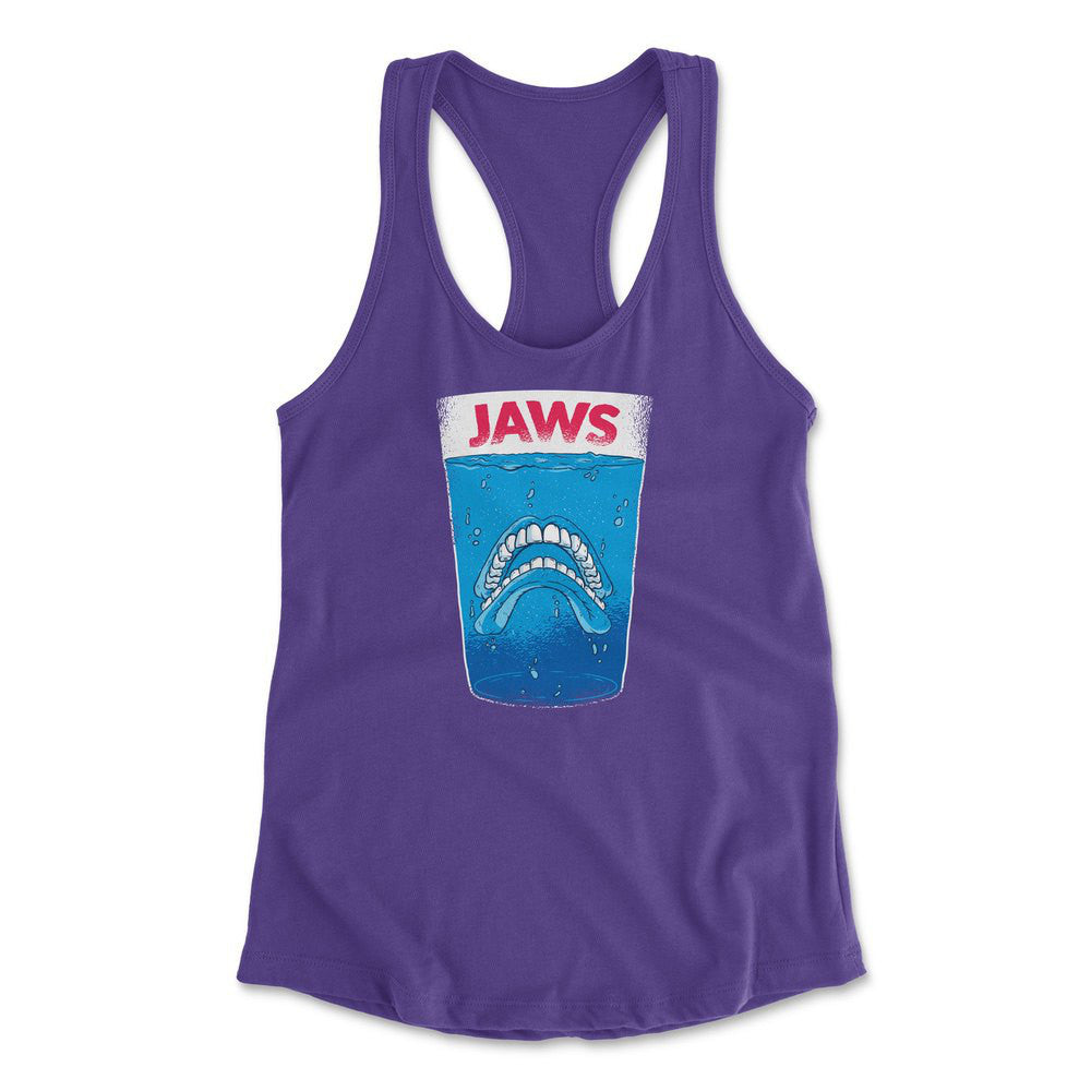 Jaws Teeth Womens Racerback Tank in Purple Rush color