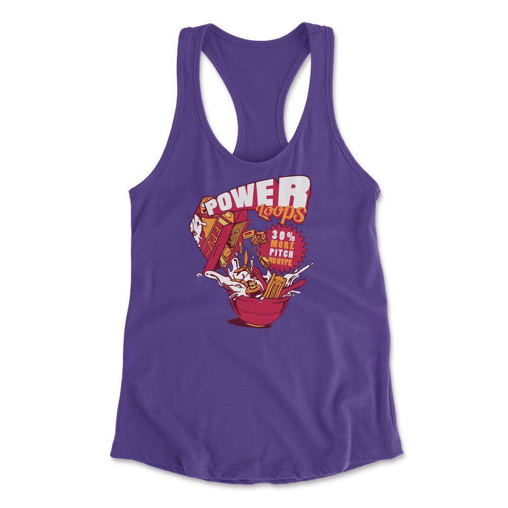Power Loops Womens Racerback Tank in Purple Rush color