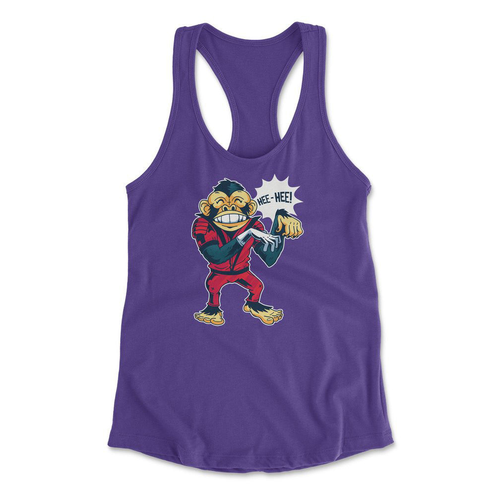 Dancing Monkey Jackson Womens Racerback Tank in Purple Rush color
