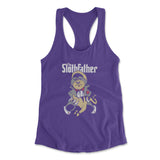 The Slothfather Womens Racerback Tank in Purple Rush color