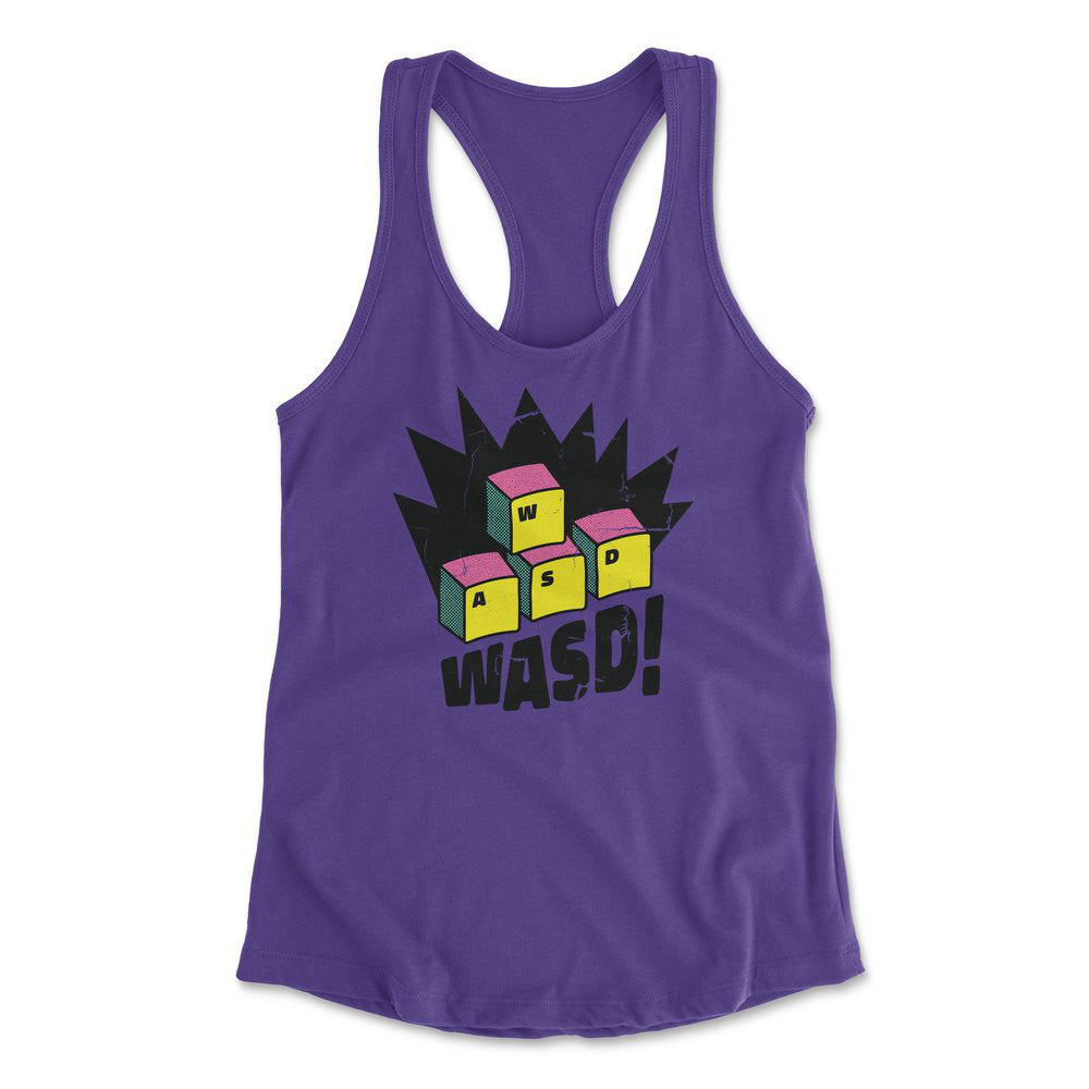 WASD Keyboard For Gamers Womens Racerback Tank in Purple Rush color