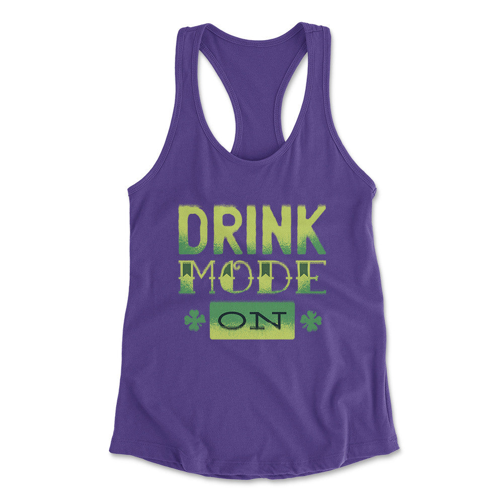Drink Mode On Womens Racerback Tank in Purple Rush color