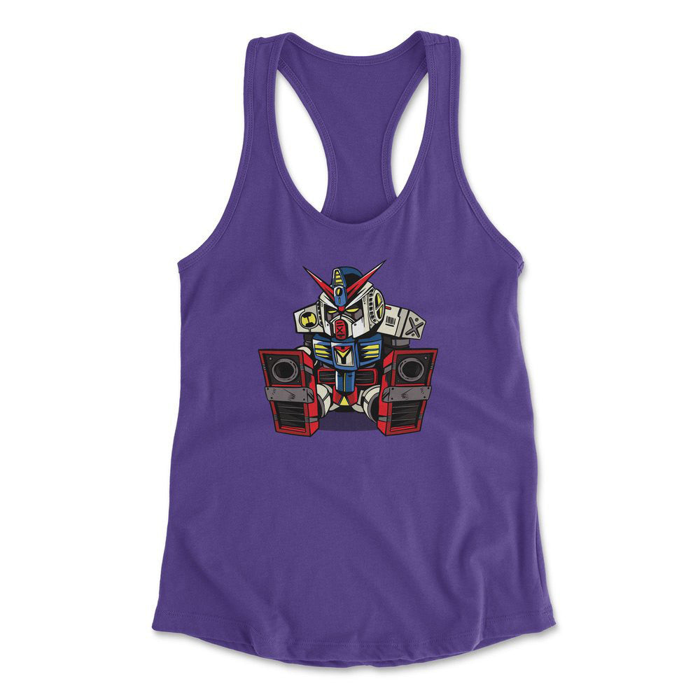 Sleepy Robot Womens Racerback Tank in Purple Rush color