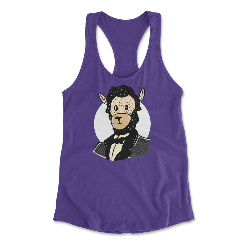Lincoln Llama Womens Racerback Tank in Purple Rush color