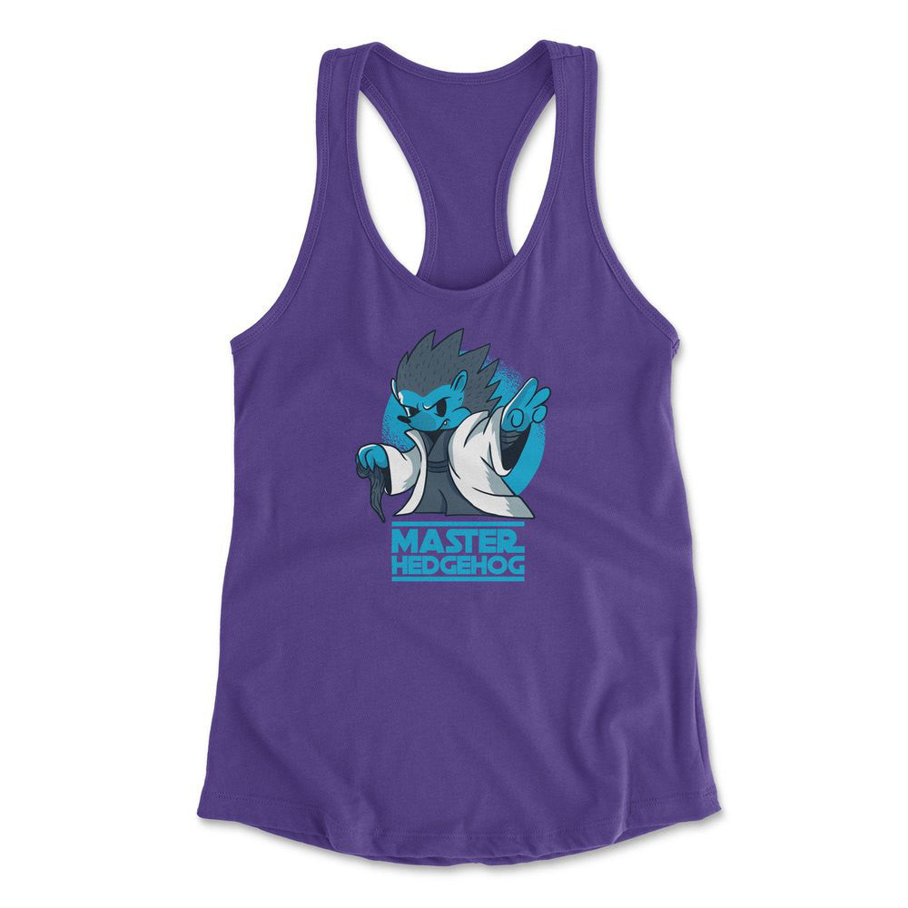 Master Hedgehog Womens Racerback Tank in Purple Rush color