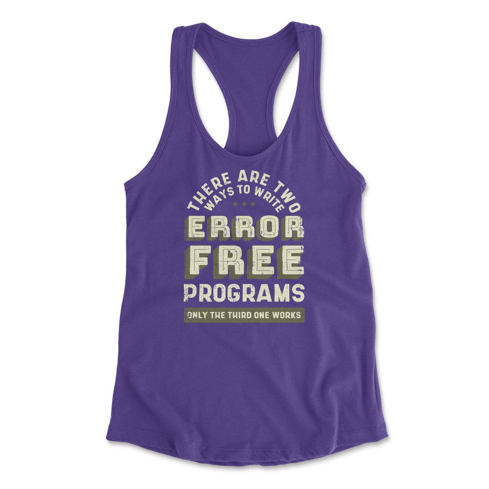 How Many Ways To Write Error Free Programs Womens Racerback Tank in Purple Rush color