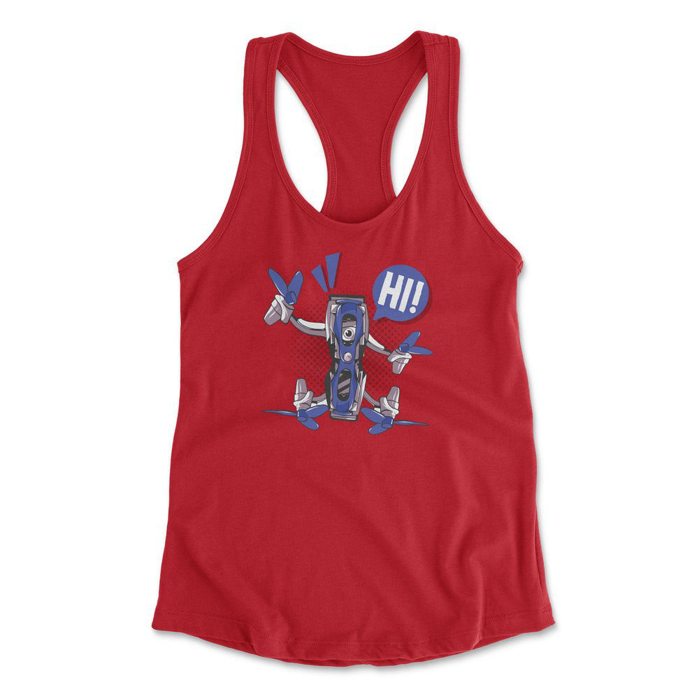 Quadcopter Robot Womens Racerback Tank in Red color