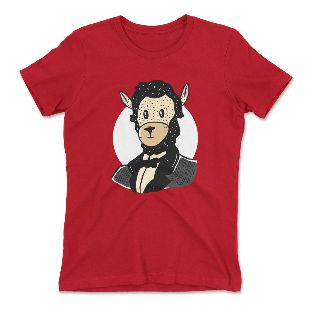 Lincoln Llama Womens T-Shirt in Red color
