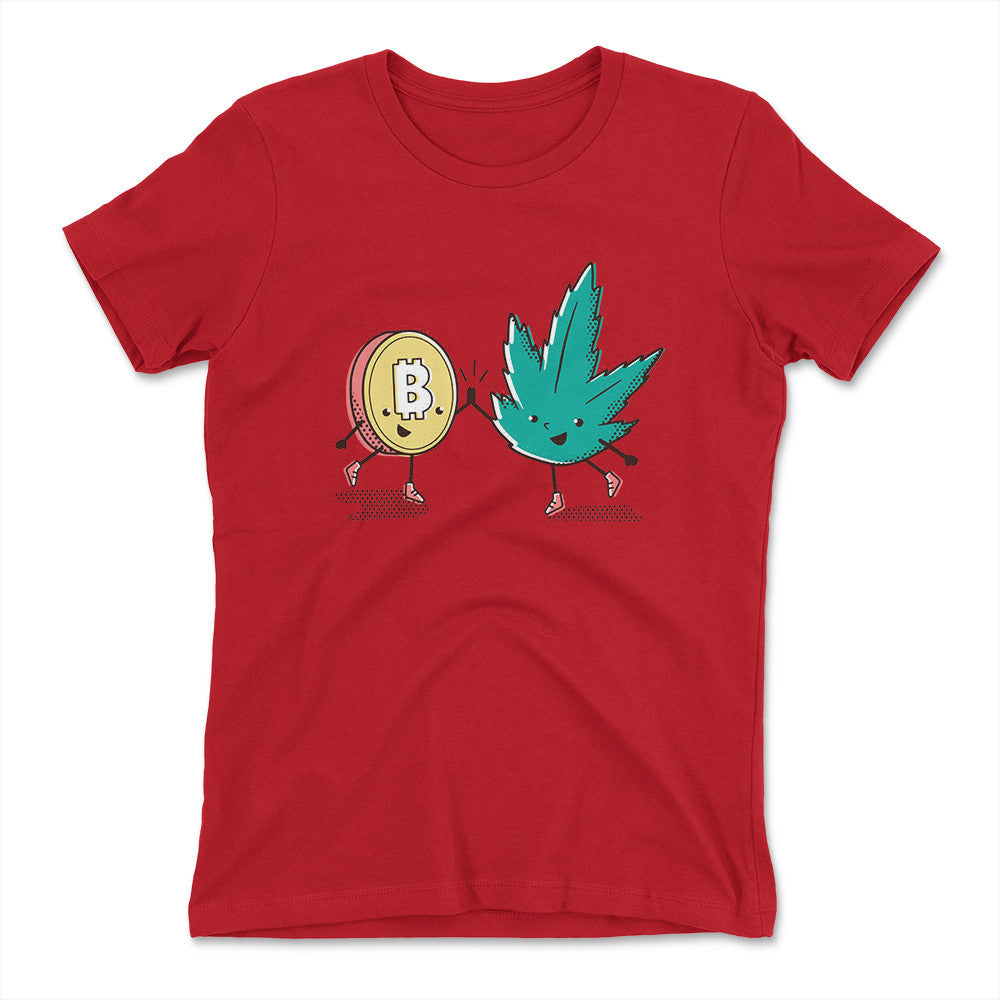420 Bitcoin Womens T-Shirt in Red color