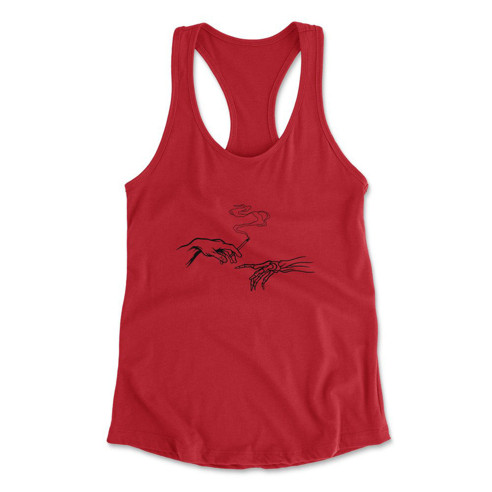 Creation Of Adam - Smoking Womens Racerback Tank in Red color