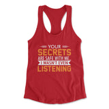 Your Secrets Are Safe With Me Womens Racerback Tank in Red color
