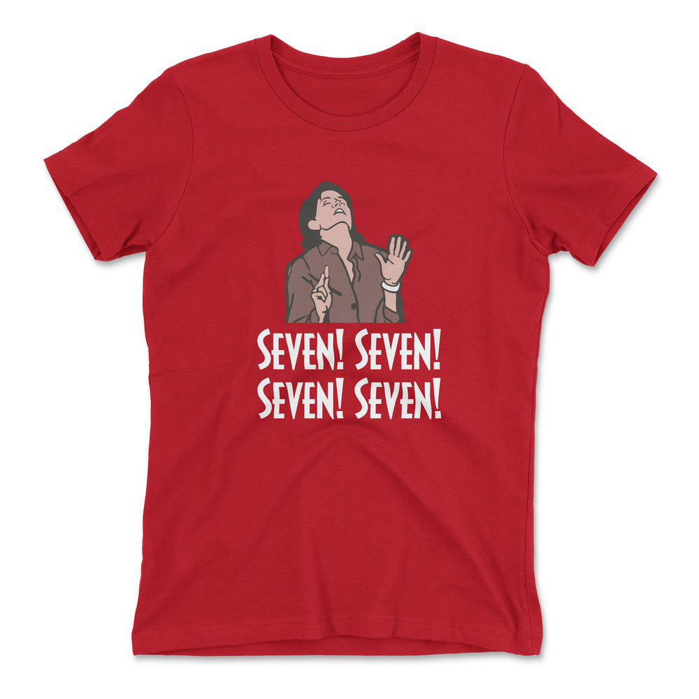 Seven! Seven! Seven! Seven! Womens T-Shirt in Red color
