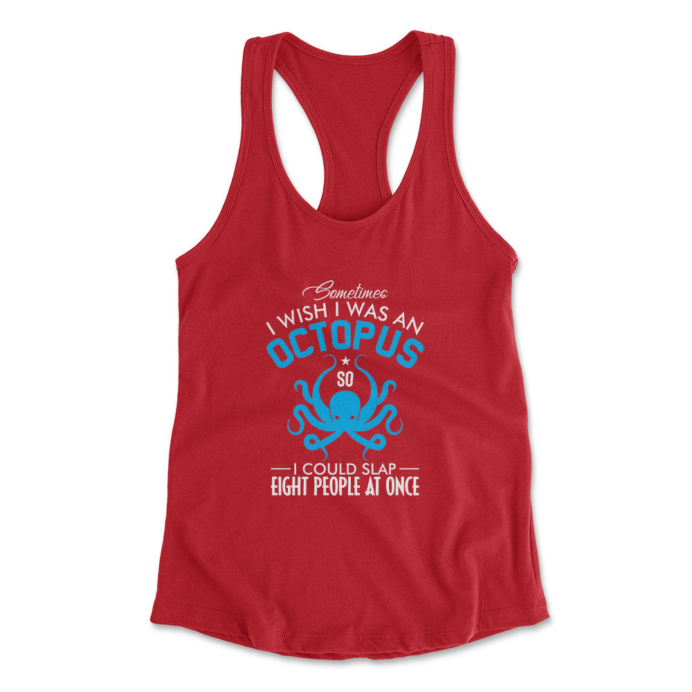 I Wish I Was An Octopus Womens Racerback Tank in Red color