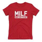 MILF - Man I Love To Fart Womens T-Shirt in Red color