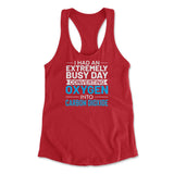 I Had An Extremely Busy Day Converting Oxygen To Carbon Dioxide Womens Racerback Tank in Red color