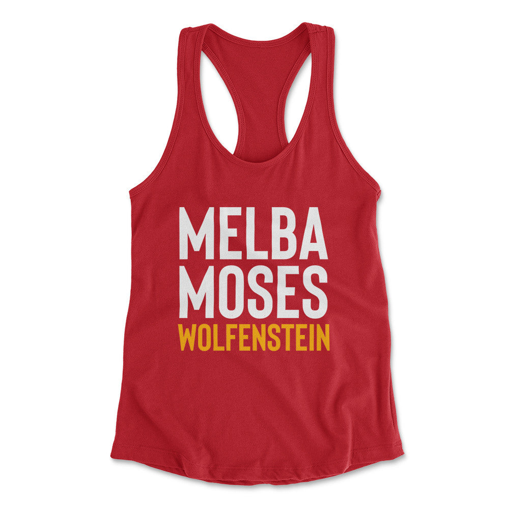 Melba Moses Wolfenstein Womens Racerback Tank in Red color