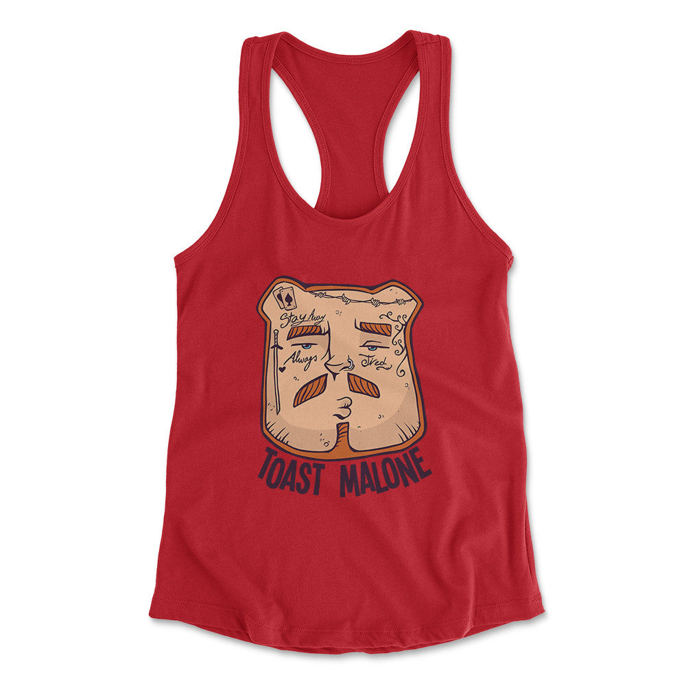 Toast Malone Womens Racerback Tank in Red color