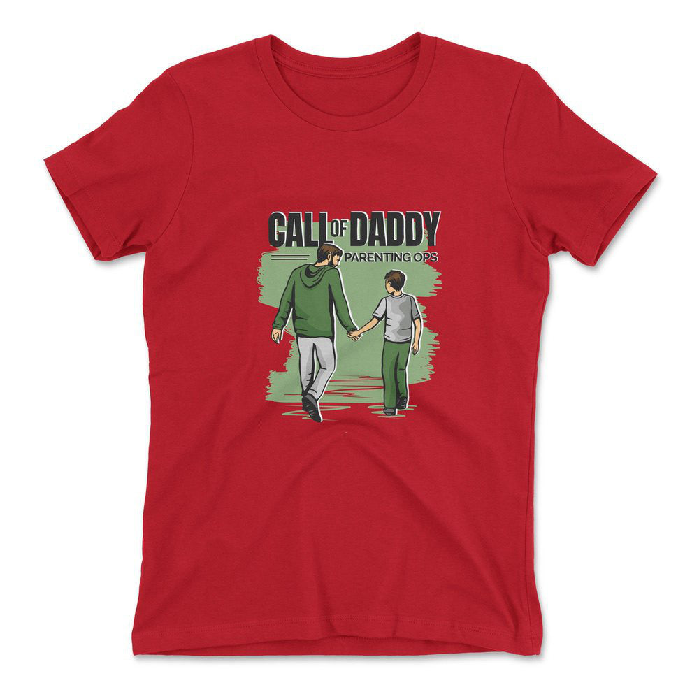 Call Of Daddy Womens T-Shirt in Red color