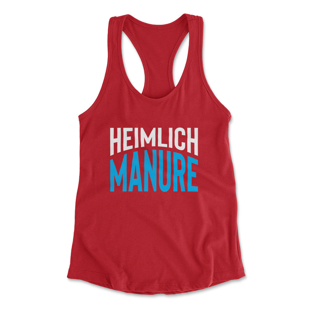Heimlich Manure Womens Racerback Tank in Red color